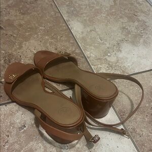 Tory Burch Tan Leather Heeled Sandals